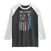 Air Force Veteran Raglan Shirt Distressed American Flag Retired Dad Grandpa
