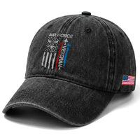 Air Force Veteran Washed Cotton Baseball Cap Distressed American Flag Retired Dad Grandpa