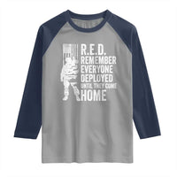 R.E.D Friday Raglan Shirt Remember Everyone Deployed American Flag Military Supportive - Wonder Print Shop
