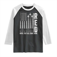 RED Friday Remember Everyone Deployed Raglan Shirt Military American Flag - Wonder Print Shop