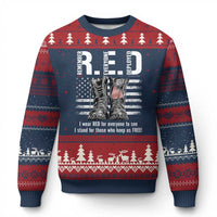 On Friday We Wear Red Military R.E.D Friday Ugly Christmas Sweater American Flag - Wonder Print Shop