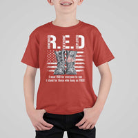 On Friday We Wear Red Military R.E.D Friday T Shirt For Kid American Flag - Wonder Print Shop