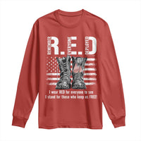 On Friday We Wear Red Military R.E.D Friday Long Sleeve Shirt American Flag - Wonder Print Shop