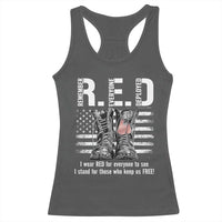 On Friday We Wear Red Military R.E.D Friday Racerback Tank Top American Flag - Wonder Print Shop