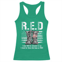 On Friday We Wear Red Military R.E.D Friday Racerback Tank Top American Flag - Wonder Print Shop