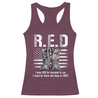On Friday We Wear Red Military R.E.D Friday Racerback Tank Top American Flag - Wonder Print Shop