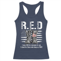 On Friday We Wear Red Military R.E.D Friday Racerback Tank Top American Flag - Wonder Print Shop