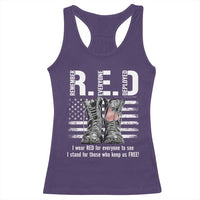 On Friday We Wear Red Military R.E.D Friday Racerback Tank Top American Flag - Wonder Print Shop