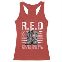 On Friday We Wear Red Military R.E.D Friday Racerback Tank Top American Flag - Wonder Print Shop