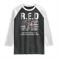 On Friday We Wear Red Military R.E.D Friday Raglan Shirt American Flag - Wonder Print Shop