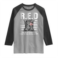 On Friday We Wear Red Military R.E.D Friday Raglan Shirt American Flag - Wonder Print Shop