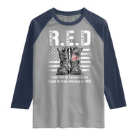 On Friday We Wear Red Military R.E.D Friday Raglan Shirt American Flag - Wonder Print Shop