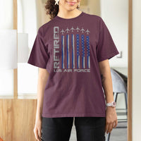 Retired US Air Force T Shirt For Women Vintage USAF Veteran USA Flag - Wonder Print Shop
