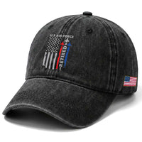 Veteran US Air Force Washed Cotton Baseball Cap Vintage USA Flag Veterans
