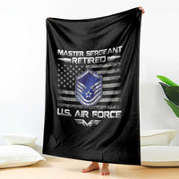 Retired Master Sergeant Of The Air Force Veteran Throw Blanket Vintage USA Flag Veterans - Wonder Print Shop