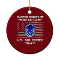 Retired Master Sergeant Of The Air Force Veteran Ceramic Ornament Vintage USA Flag Veterans - Wonder Print Shop