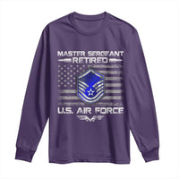 Retired Master Sergeant Of The Air Force Veteran Long Sleeve Shirt Vintage USA Flag Veterans - Wonder Print Shop