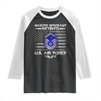 Retired Master Sergeant Of The Air Force Veteran Raglan Shirt Vintage USA Flag Veterans - Wonder Print Shop