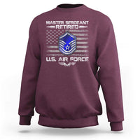Retired Master Sergeant Of The Air Force Veteran Sweatshirt Vintage USA Flag Veterans - Wonder Print Shop