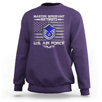 Retired Master Sergeant Of The Air Force Veteran Sweatshirt Vintage USA Flag Veterans - Wonder Print Shop