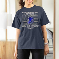 Retired Master Sergeant Of The Air Force Veteran T Shirt For Women Vintage USA Flag Veterans - Wonder Print Shop