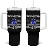 Retired Master Sergeant Of The Air Force Veteran Tumbler With Handle Vintage USA Flag Veterans - Wonder Print Shop