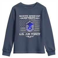 Retired Master Sergeant Of The Air Force Veteran Youth Sweatshirt Vintage USA Flag Veterans - Wonder Print Shop