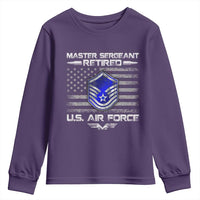 Retired Master Sergeant Of The Air Force Veteran Youth Sweatshirt Vintage USA Flag Veterans - Wonder Print Shop