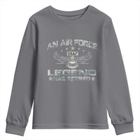 An Air Force Legend Has Retired Youth Sweatshirt Vintage Camo US Veteran - Wonder Print Shop