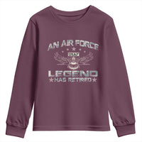 An Air Force Legend Has Retired Youth Sweatshirt Vintage Camo US Veteran - Wonder Print Shop