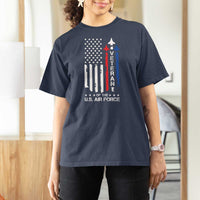 Air Force Veteran T Shirt For Women Vintage US Flag - Wonder Print Shop
