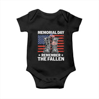 Memorial Day Remember The Fallen Baby Onesie Veteran Military Vintage USA Flag - Wonder Print Shop