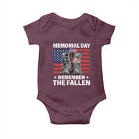 Memorial Day Remember The Fallen Baby Onesie Veteran Military Vintage USA Flag - Wonder Print Shop