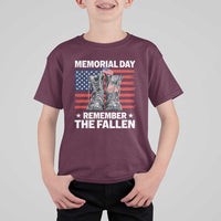 Memorial Day Remember The Fallen T Shirt For Kid Veteran Military Vintage USA Flag - Wonder Print Shop