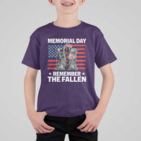 Memorial Day Remember The Fallen T Shirt For Kid Veteran Military Vintage USA Flag - Wonder Print Shop