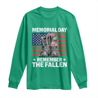Memorial Day Remember The Fallen Long Sleeve Shirt Veteran Military Vintage USA Flag - Wonder Print Shop