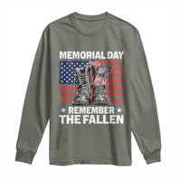 Memorial Day Remember The Fallen Long Sleeve Shirt Veteran Military Vintage USA Flag - Wonder Print Shop