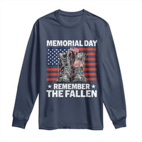 Memorial Day Remember The Fallen Long Sleeve Shirt Veteran Military Vintage USA Flag - Wonder Print Shop