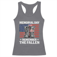 Memorial Day Remember The Fallen Racerback Tank Top Veteran Military Vintage USA Flag - Wonder Print Shop