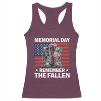 Memorial Day Remember The Fallen Racerback Tank Top Veteran Military Vintage USA Flag - Wonder Print Shop