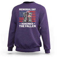 Memorial Day Remember The Fallen Sweatshirt Veteran Military Vintage USA Flag - Wonder Print Shop