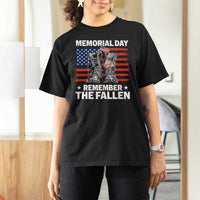 Memorial Day Remember The Fallen T Shirt For Women Veteran Military Vintage USA Flag - Wonder Print Shop