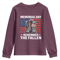 Memorial Day Remember The Fallen Youth Sweatshirt Veteran Military Vintage USA Flag - Wonder Print Shop