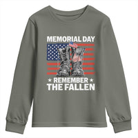 Memorial Day Remember The Fallen Youth Sweatshirt Veteran Military Vintage USA Flag - Wonder Print Shop