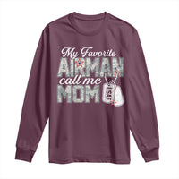 Proud Air Force Family Long Sleeve Shirt My Favorite Airman Calls Me Mom - Wonder Print Shop