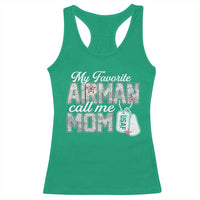 Proud Air Force Family Racerback Tank Top My Favorite Airman Calls Me Mom - Wonder Print Shop
