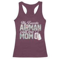 Proud Air Force Family Racerback Tank Top My Favorite Airman Calls Me Mom - Wonder Print Shop