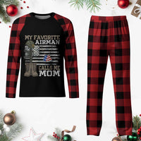 Proud Air Force Mom Plaid Pajama Set My Favorite Airman Military Family Camo US Flag - Wonder Print Shop