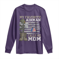 Proud Air Force Mom Long Sleeve Shirt My Favorite Airman Military Family Camo US Flag - Wonder Print Shop