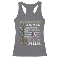 Proud Air Force Mom Racerback Tank Top My Favorite Airman Military Family Camo US Flag - Wonder Print Shop